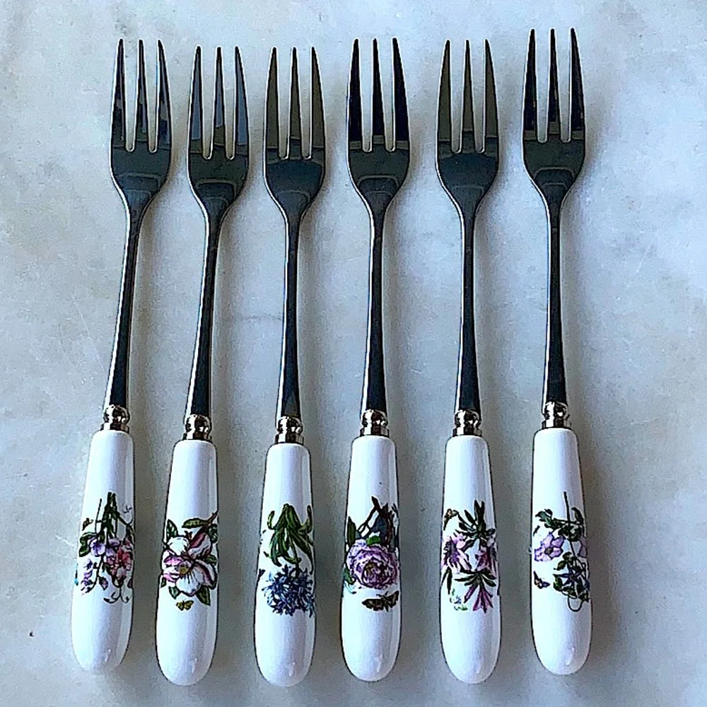 PORTIMEIRION BOTANIC GARDEN SET OF 6 PASTRY FORKS